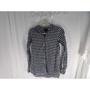 J Crew Boy Womens Black White Check Long Sleeve Collared Button-Up Shirt Size 2
